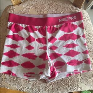 Nike Pro Pink and White Athletic Shorts